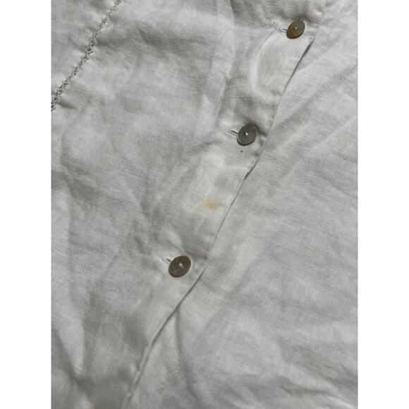 Edward Woman Size XL Irish Linen Top Blouse White Button Up Lightweight - Picture 3 of 6